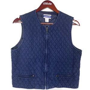 Pendleton Vintage Quilted Denim Zip Front Blue Vest Western Heritage Women Sz 8